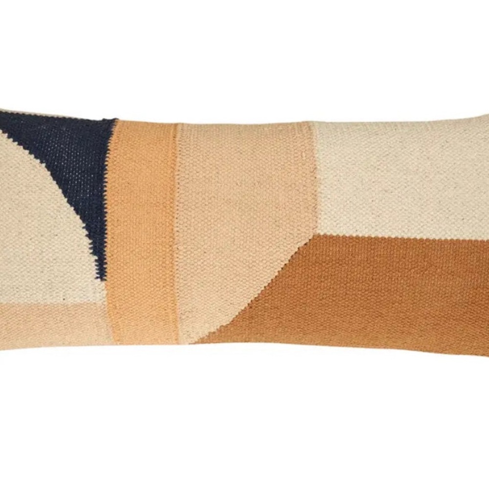 Geometric Tan and Navy Accent Pillow